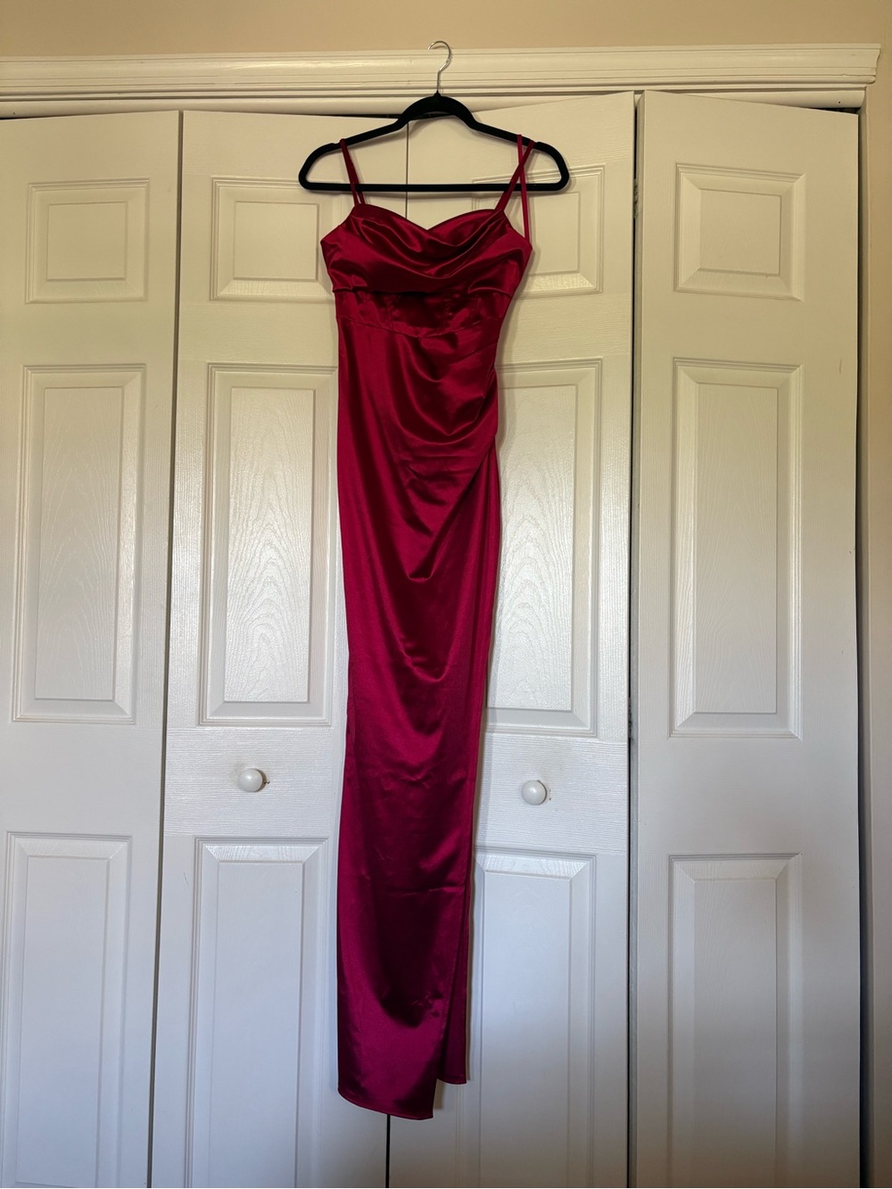 Windsor Satin Cowl-Neck Wine Red Slip Dress